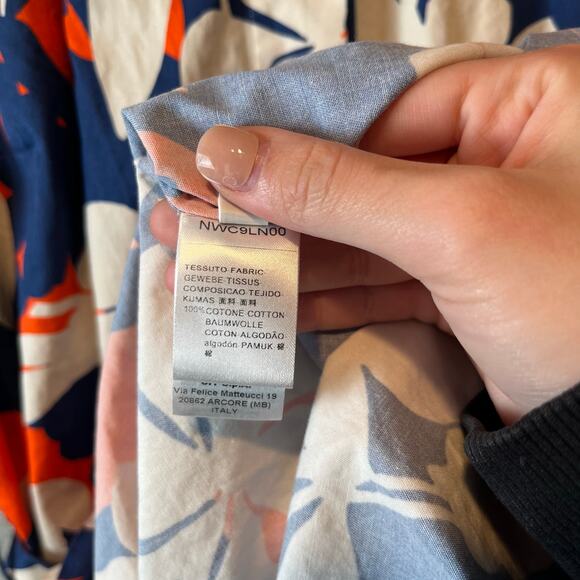 Bagutta Blue Orange Cotton Hidden Button Down Tie Dress Womens Size Large - Picture 6 of 7